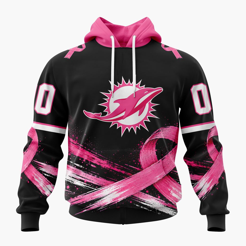 NFL Miami Dolphins Personalized Pink Fights Breast Cancer Design ST2601