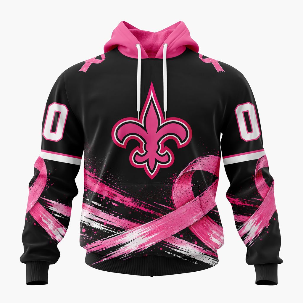NFL New Orleans Saints Personalized Pink Fights Breast Cancer Design ST2601