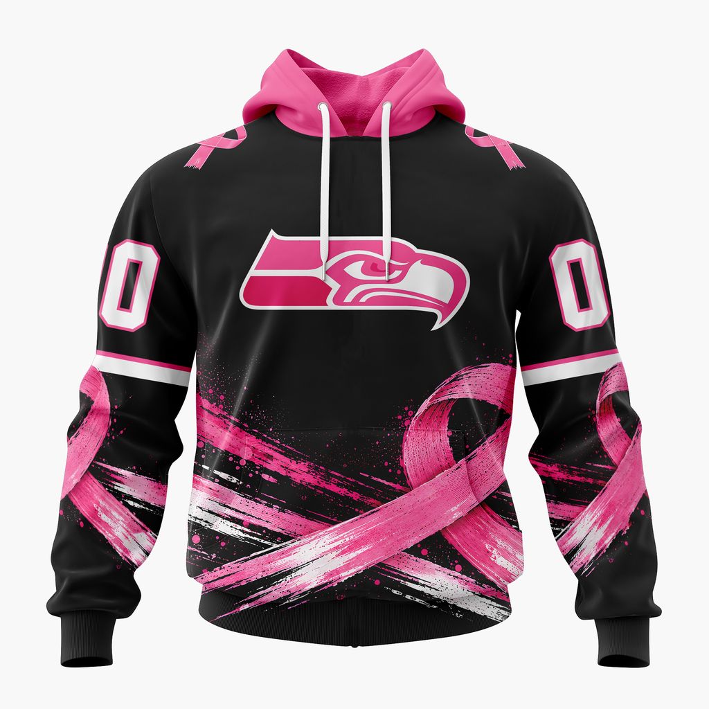 NFL Seattle Seahawks Personalized Pink Fights Breast Cancer Design ST2601