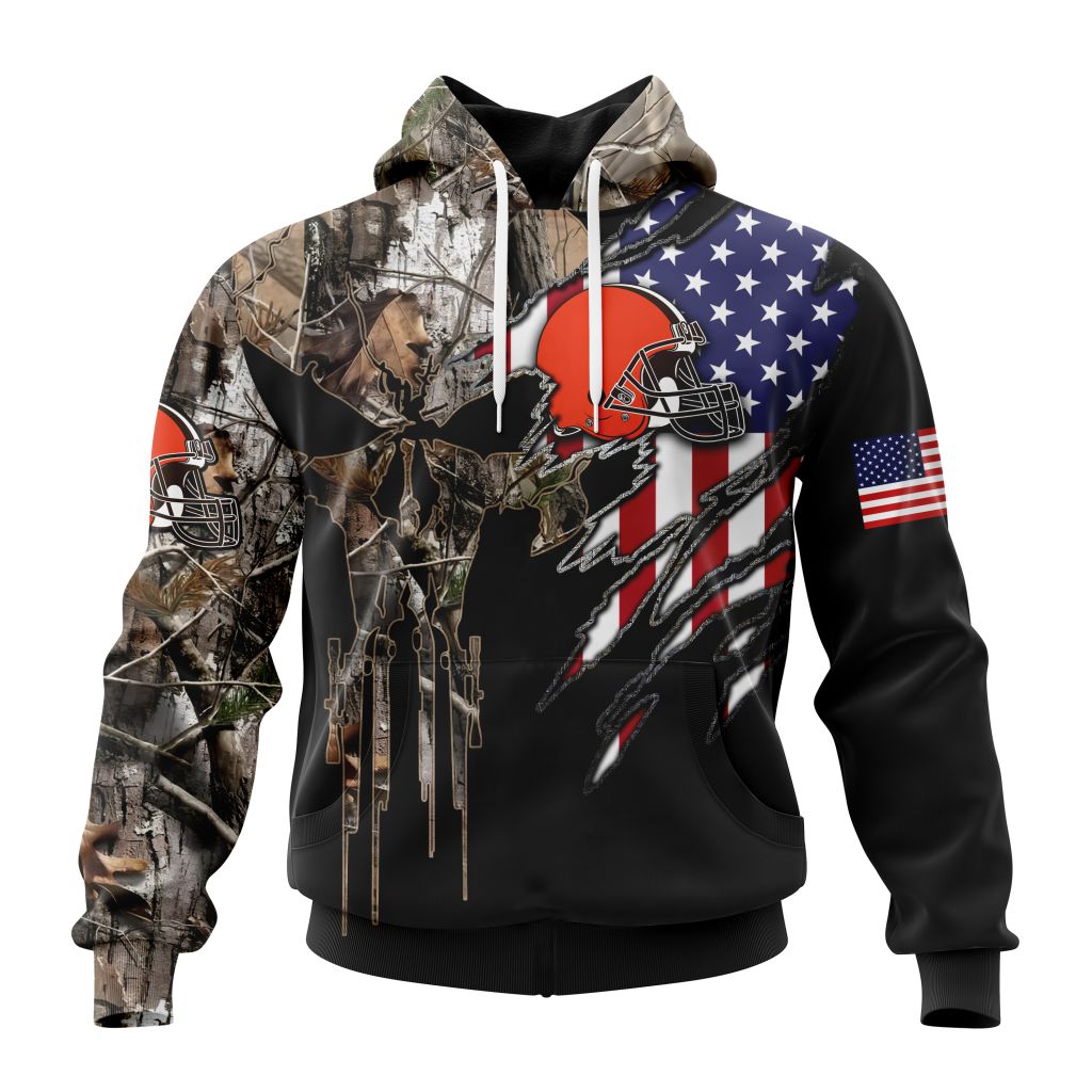 NFL Cleveland Browns Special Camo Hunting Design With Skull Art ST2303