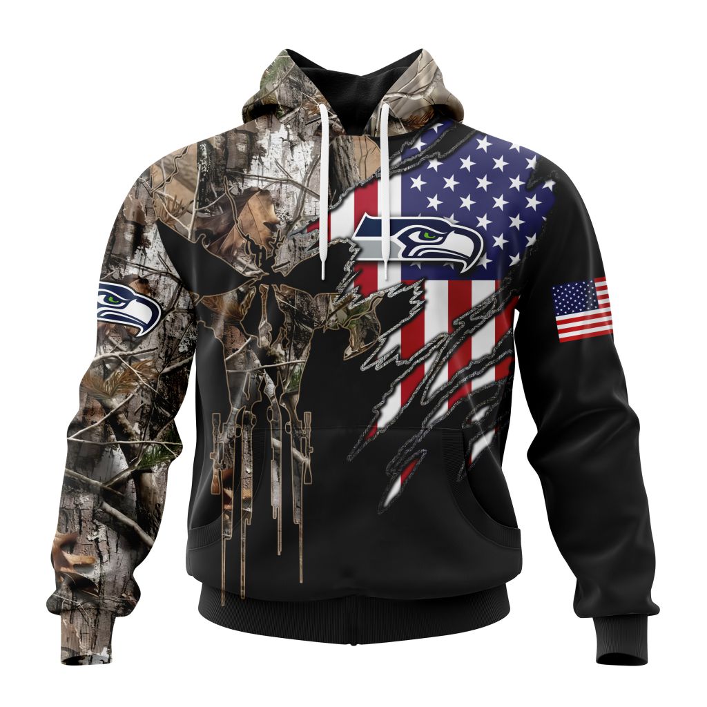 NFL Seattle Seahawks Special Camo Hunting Design With Skull Art ST2303