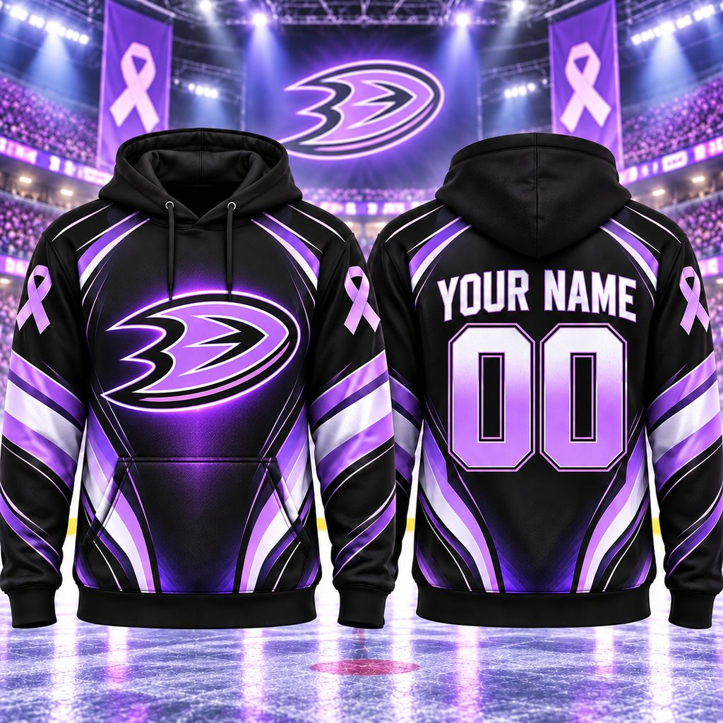 NHL Anaheim Ducks Personalized Hockey Fights Cancer Design ST2601