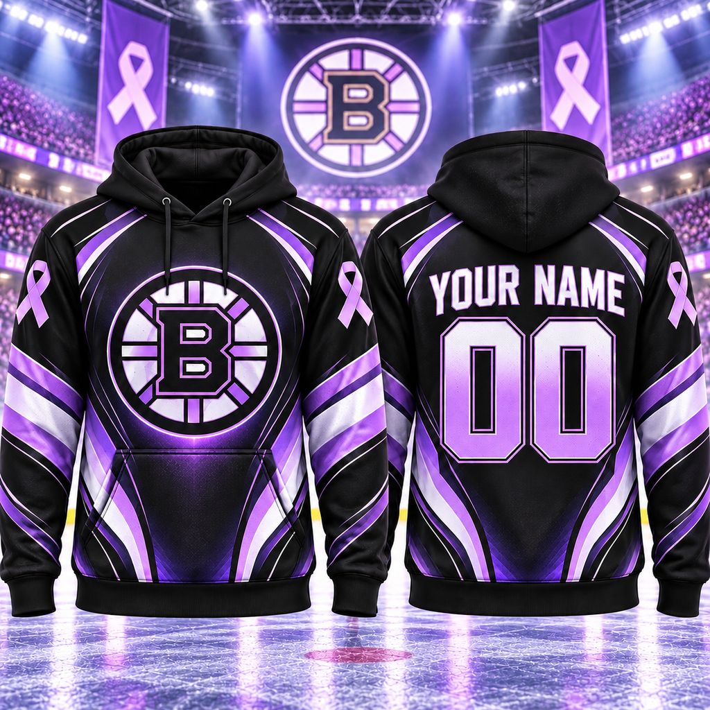 NHL Boston Bruins Personalized Hockey Fights Cancer Design ST2601
