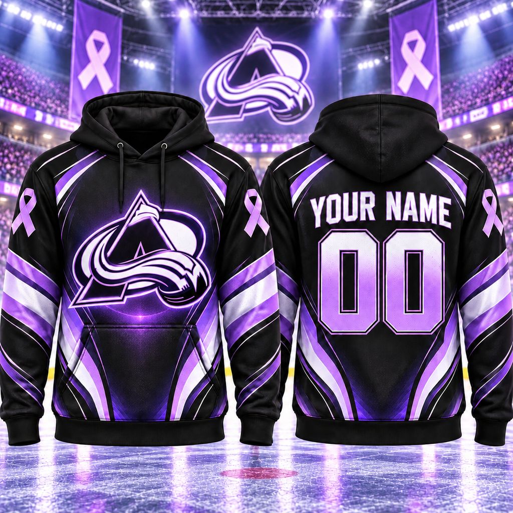 NHL Colorado Avalanche Personalized Hockey Fights Cancer Design ST2601