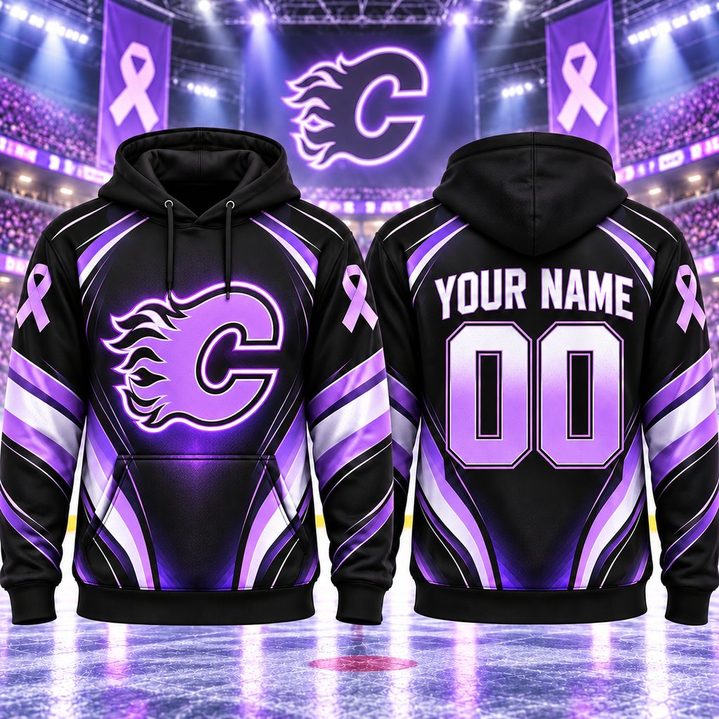 NHL Calgary Flames Personalized Hockey Fights Cancer Design ST2601