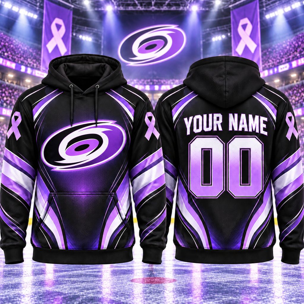 NHL Carolina Hurricanes Personalized Hockey Fights Cancer Design ST2601