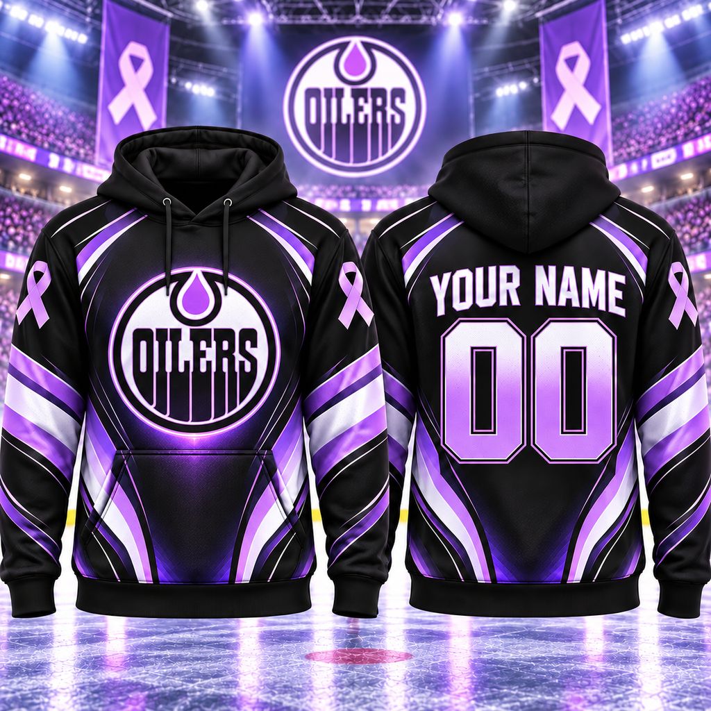 NHL Edmonton Oilers Personalized Hockey Fights Cancer Design ST2601