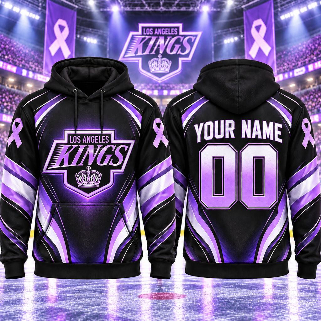 NHL Los Angeles Kings Personalized Hockey Fights Cancer Design ST2601