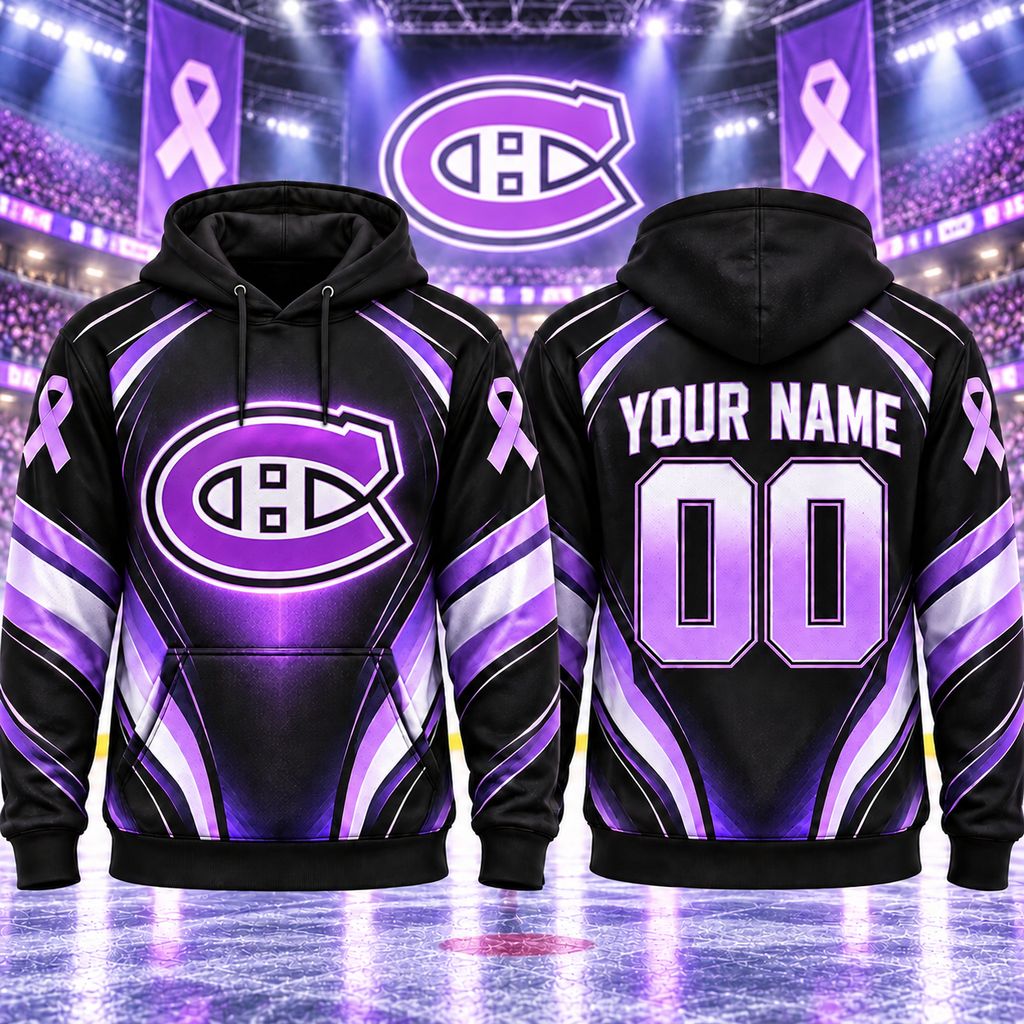 NHL Montreal Canadiens Personalized Hockey Fights Cancer Design ST2601