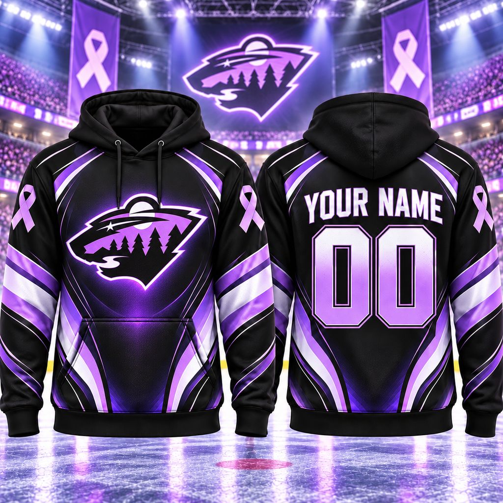 NHL Minnesota Wild Personalized Hockey Fights Cancer Design ST2601