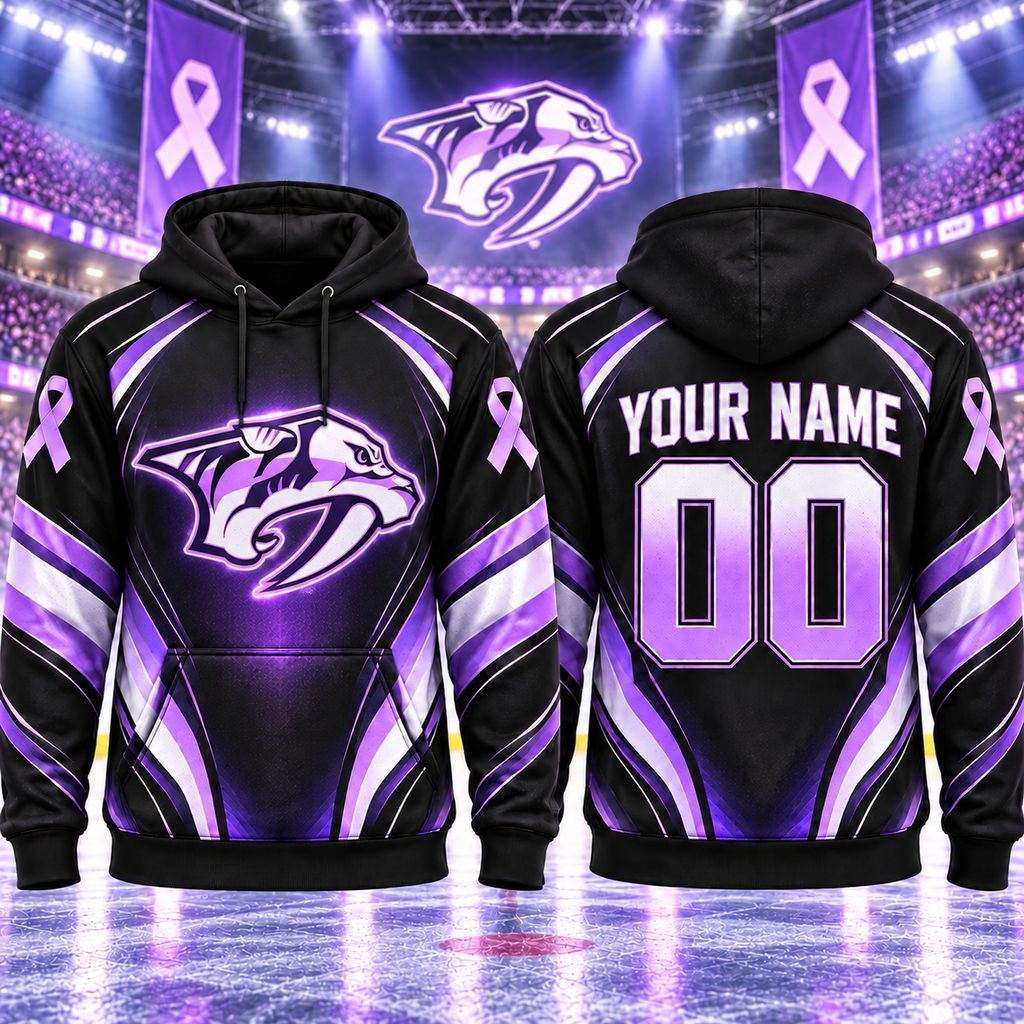 NHL Nashville Predators Personalized Hockey Fights Cancer Design ST2601