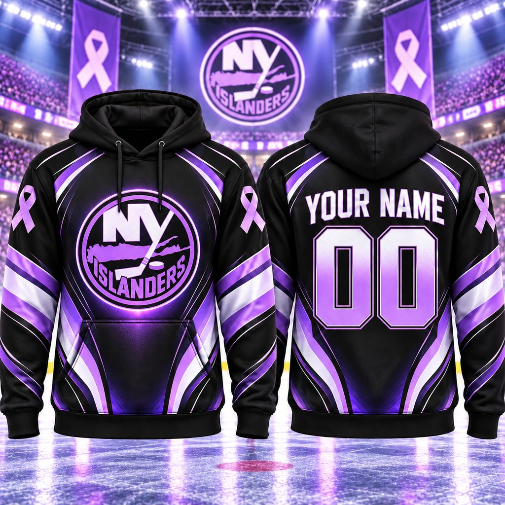 NHL New York Islanders Personalized Hockey Fights Cancer Design ST2601