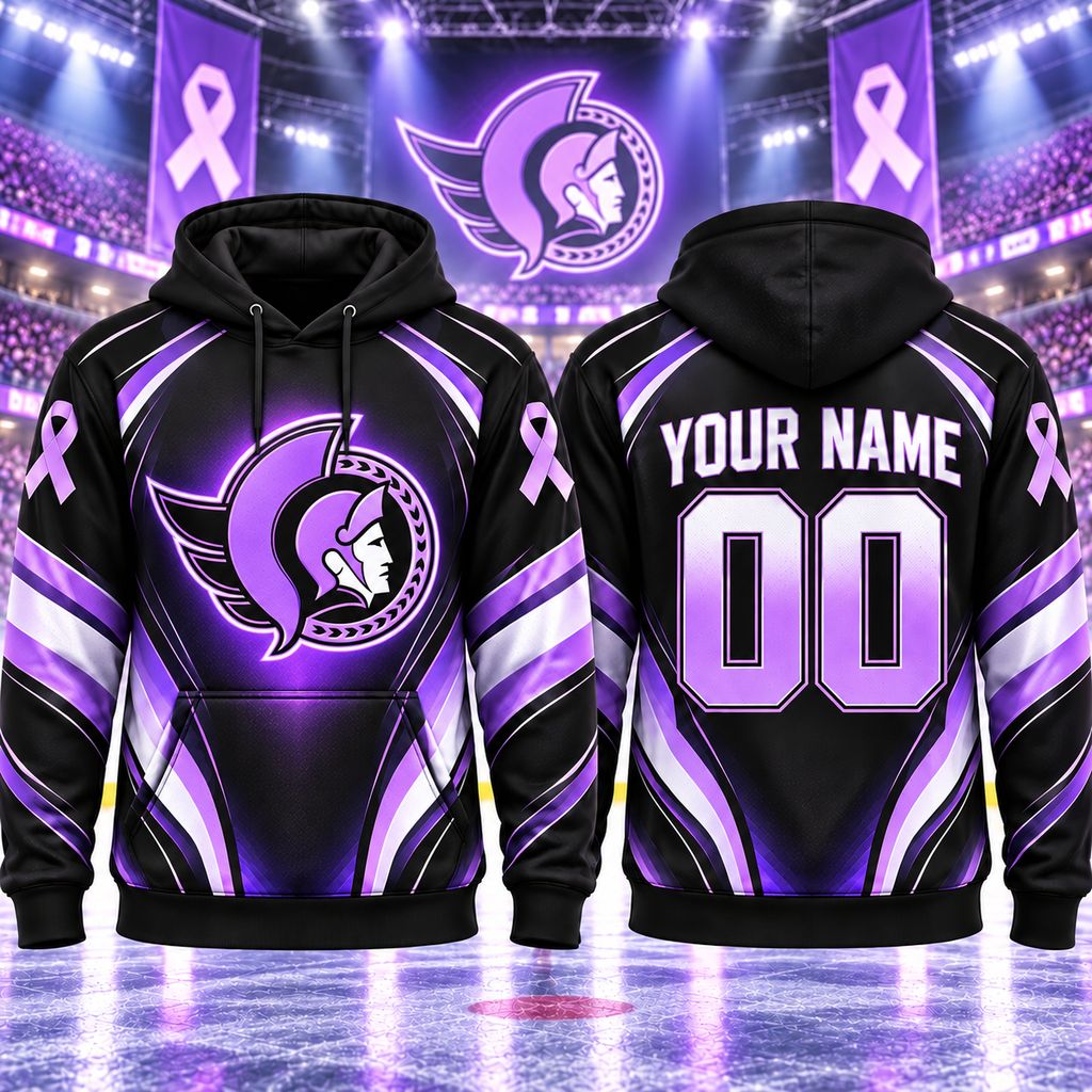 NHL Ottawa Senators Personalized Hockey Fights Cancer Design ST2601