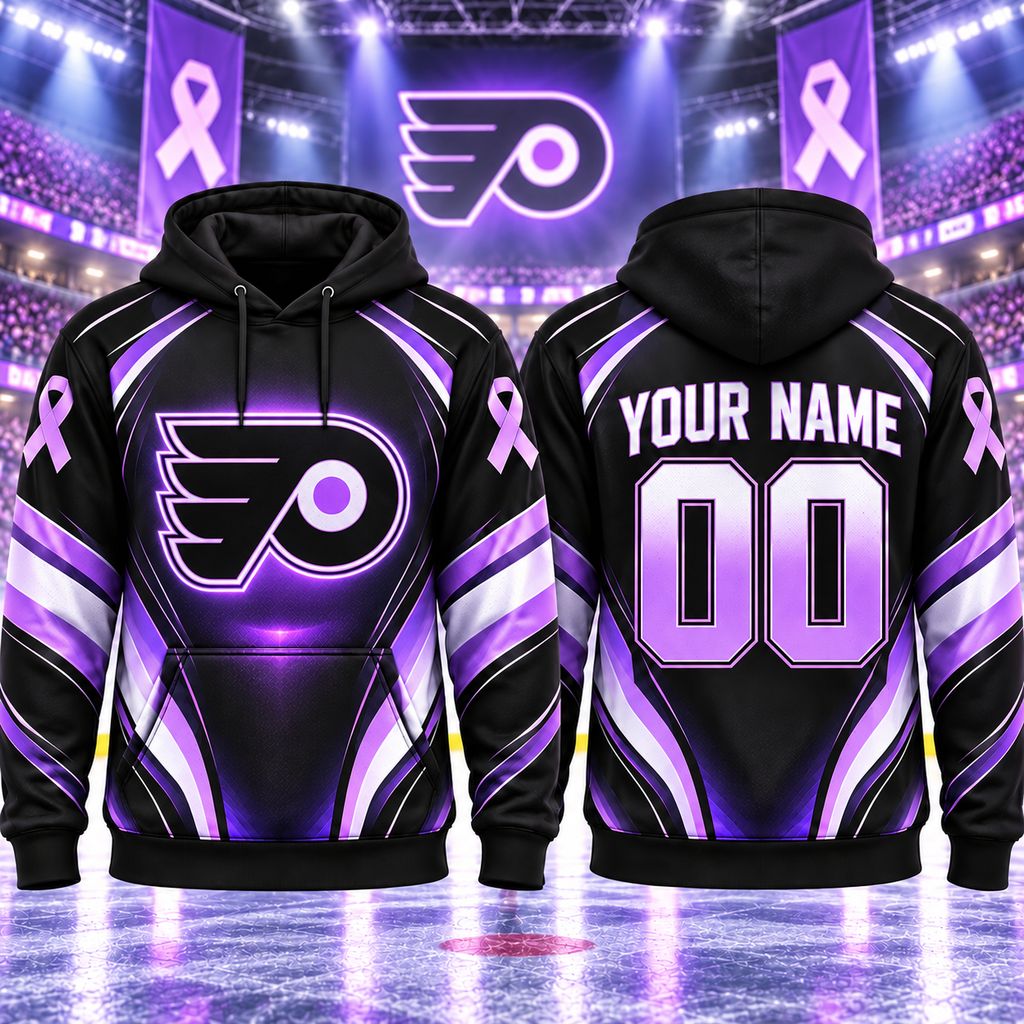 NHL Philadelphia Flyers Personalized Hockey Fights Cancer Design ST2601
