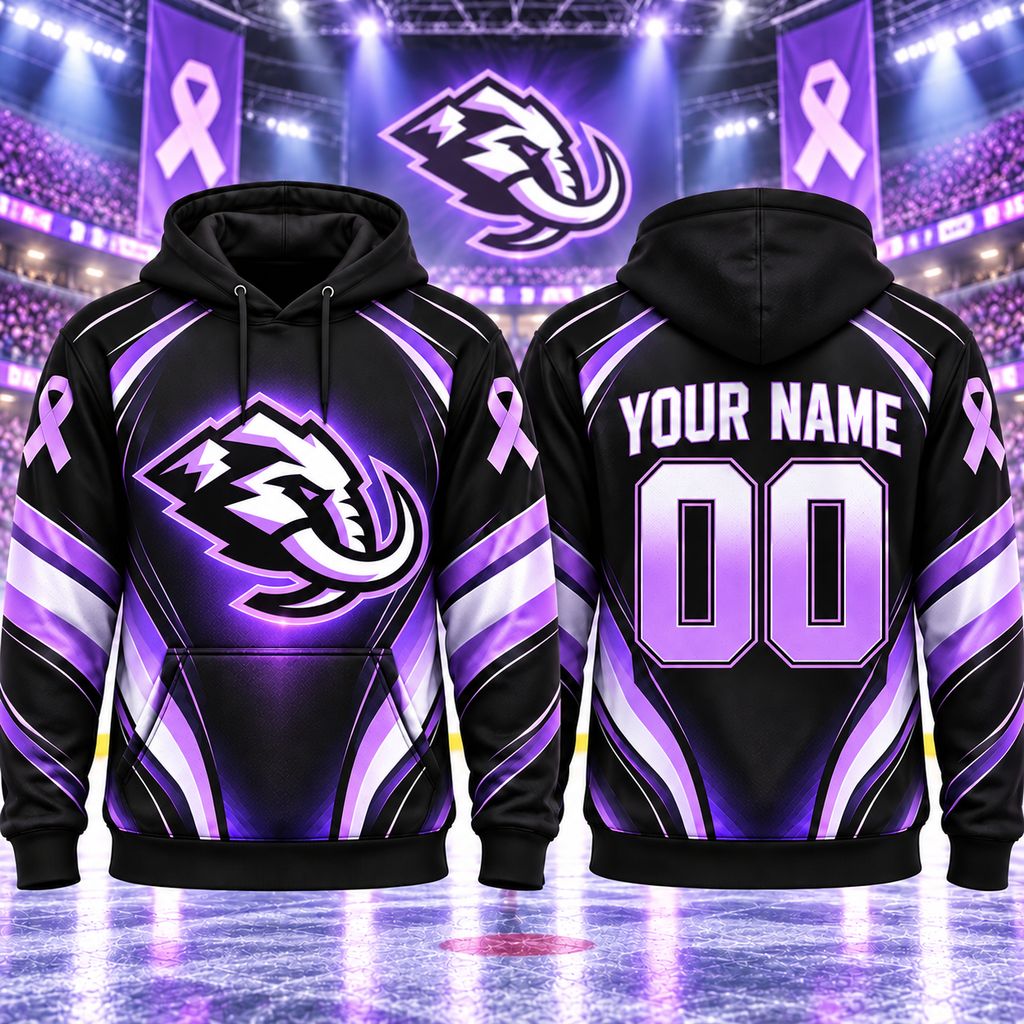 NHL Utah Mammoth Personalized Hockey Fights Cancer Design ST2601