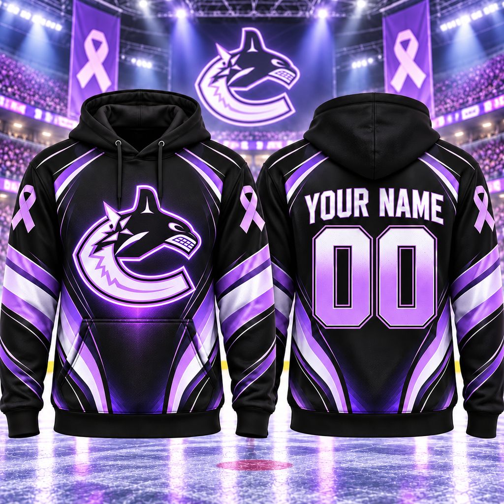 NHL Vancouver Canucks Personalized Hockey Fights Cancer Design ST2601