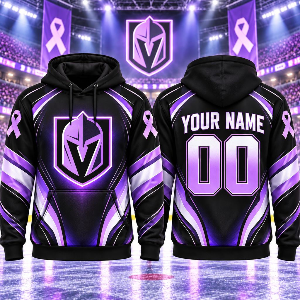 NHL Vegas Golden Knights Personalized Hockey Fights Cancer Design ST2601