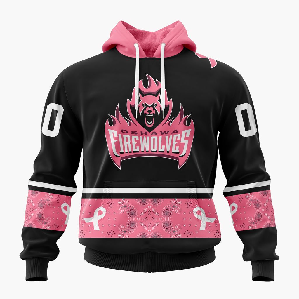 NLL Oshawa FireWolves Special Pink Fights Breast Cancer Design ST2601