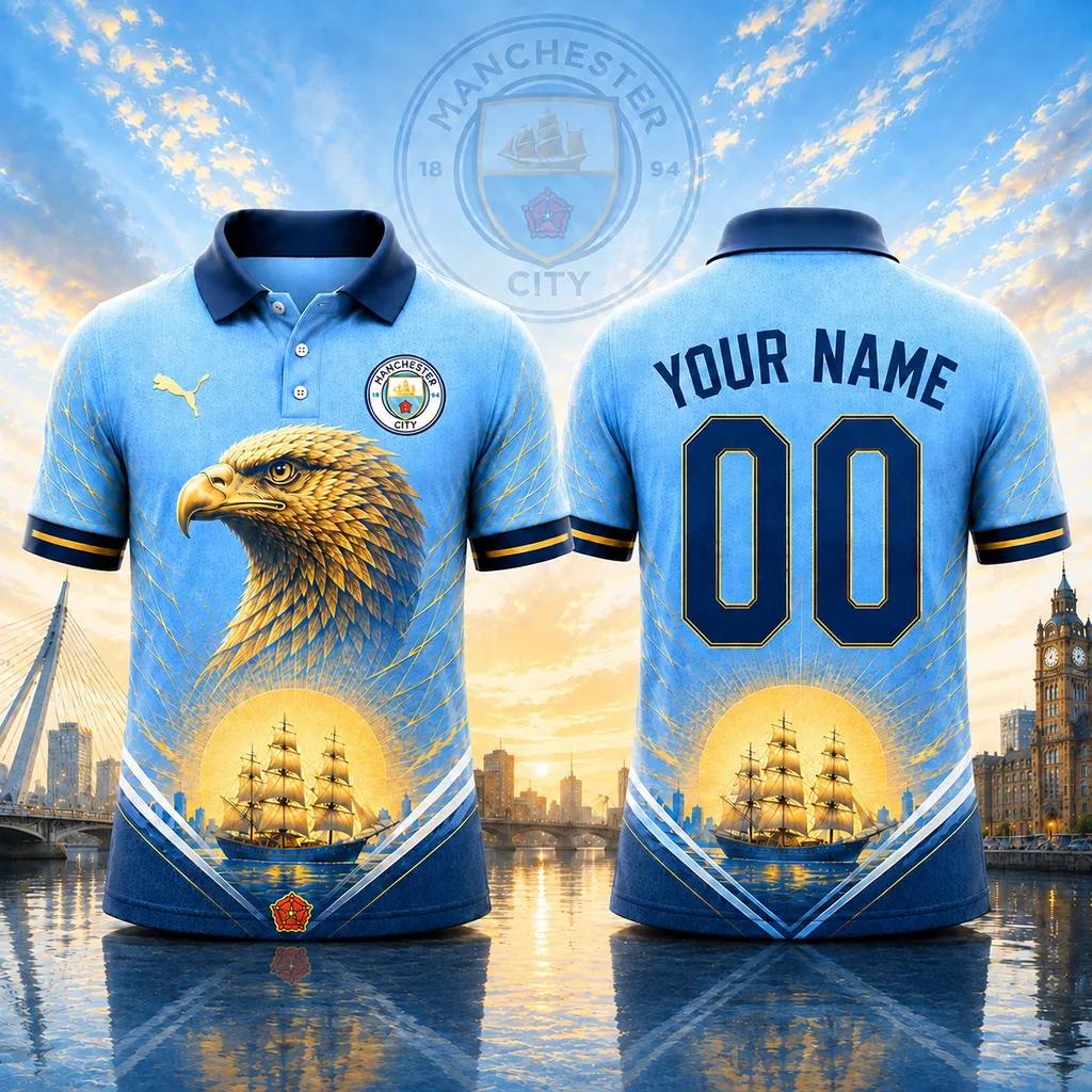 Manchester City Golden Eagle Heritage Personalized Polo ST2601