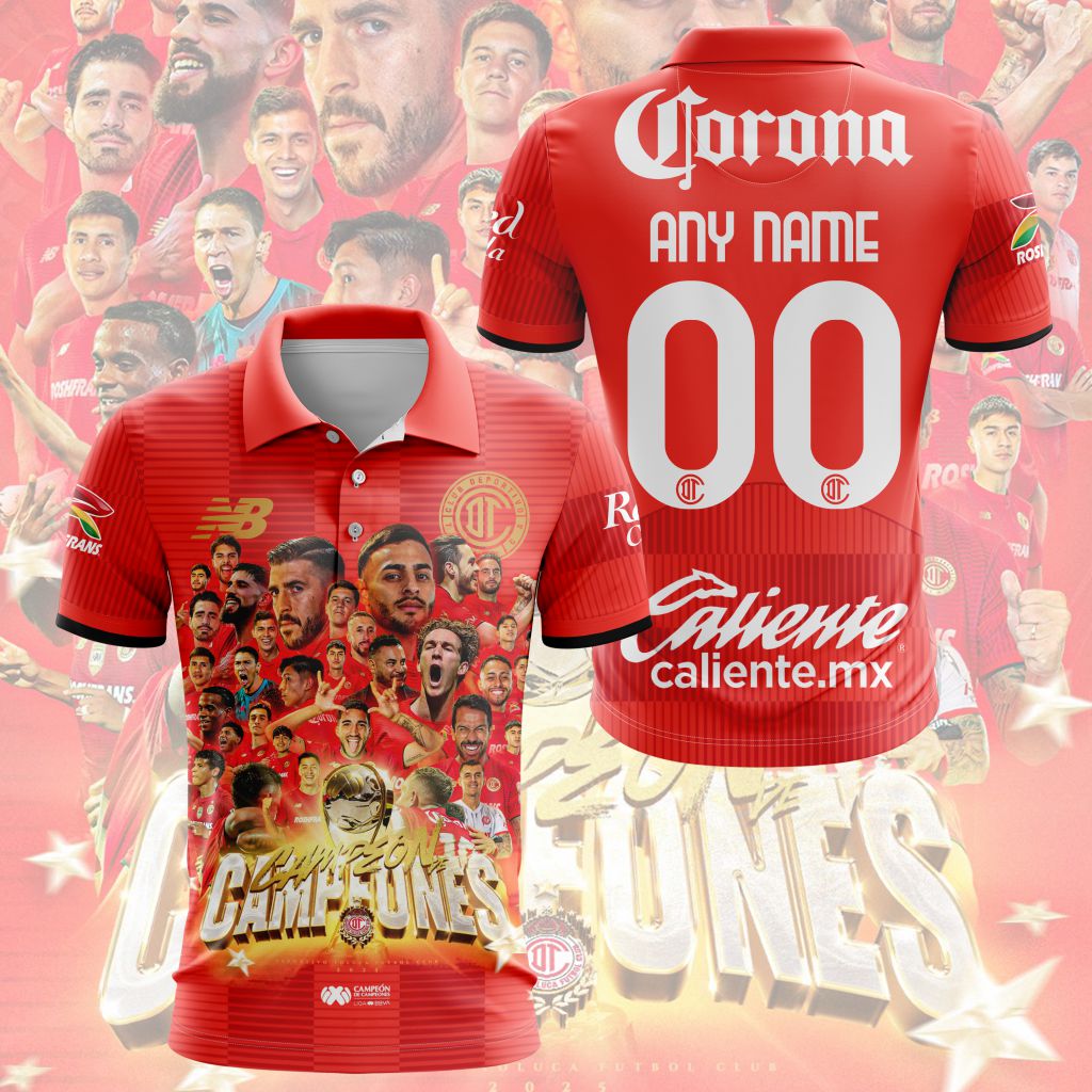 LIGA MX Deportivo Toluca 2025 Campeón de Campeones Polo Design ST2501