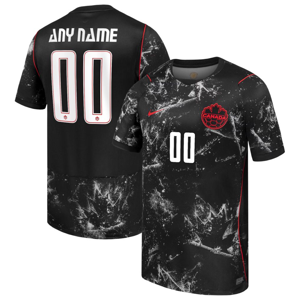 Men's Black Canada Soccer 2026 Away Match Custom Soccer Jersey