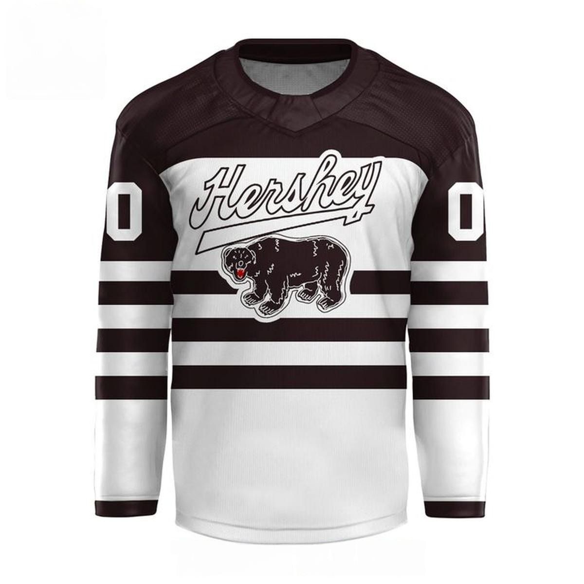 AHL Hershey Bears Personalized Throwback Design V-shaped Hockey Jersey ST2602