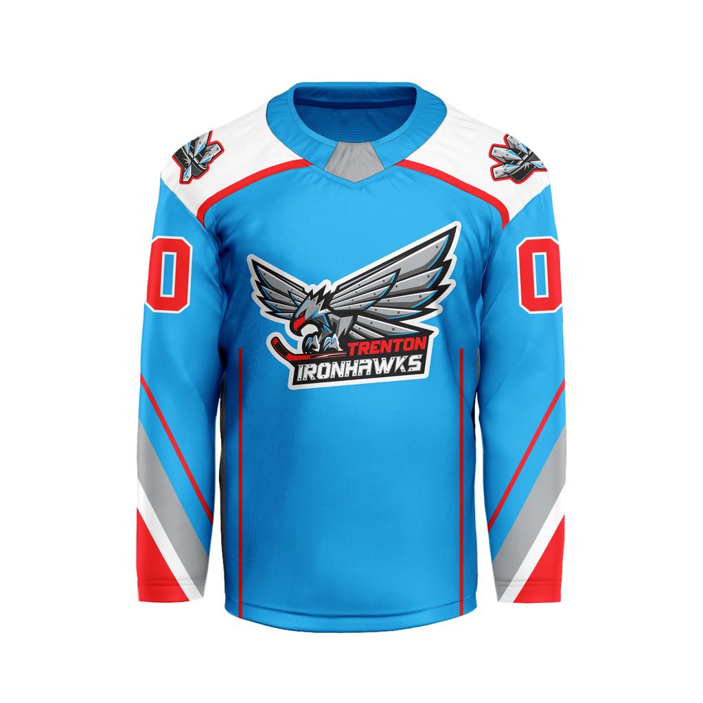 ECHL Trenton Ironhawks Personalized 2026-27 Blue V-shaped Hockey Jersey