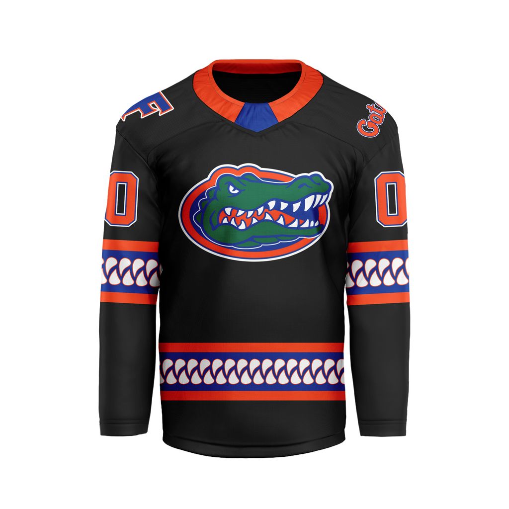Florida Gators Personalized Black V-shaped Hockey Jersey
