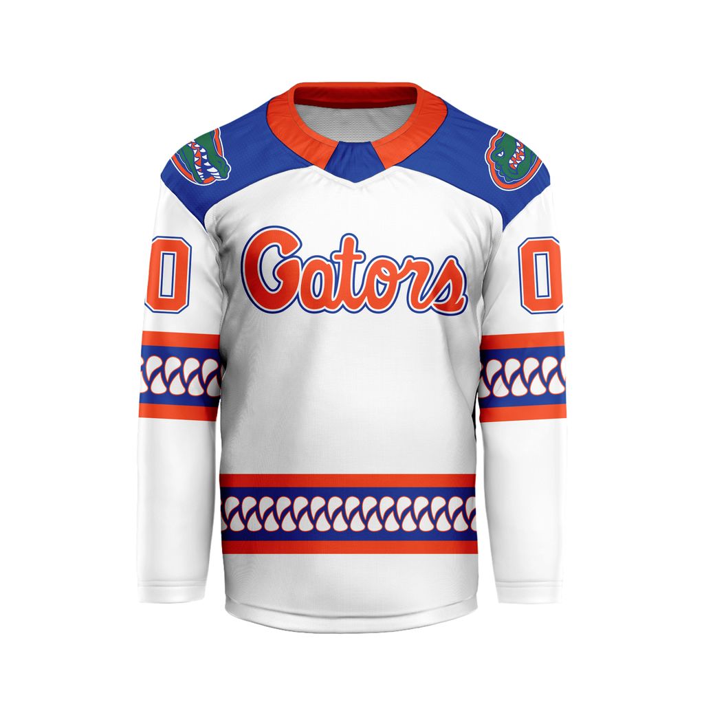 Florida Gators Personalized White V-shaped Hockey Jersey