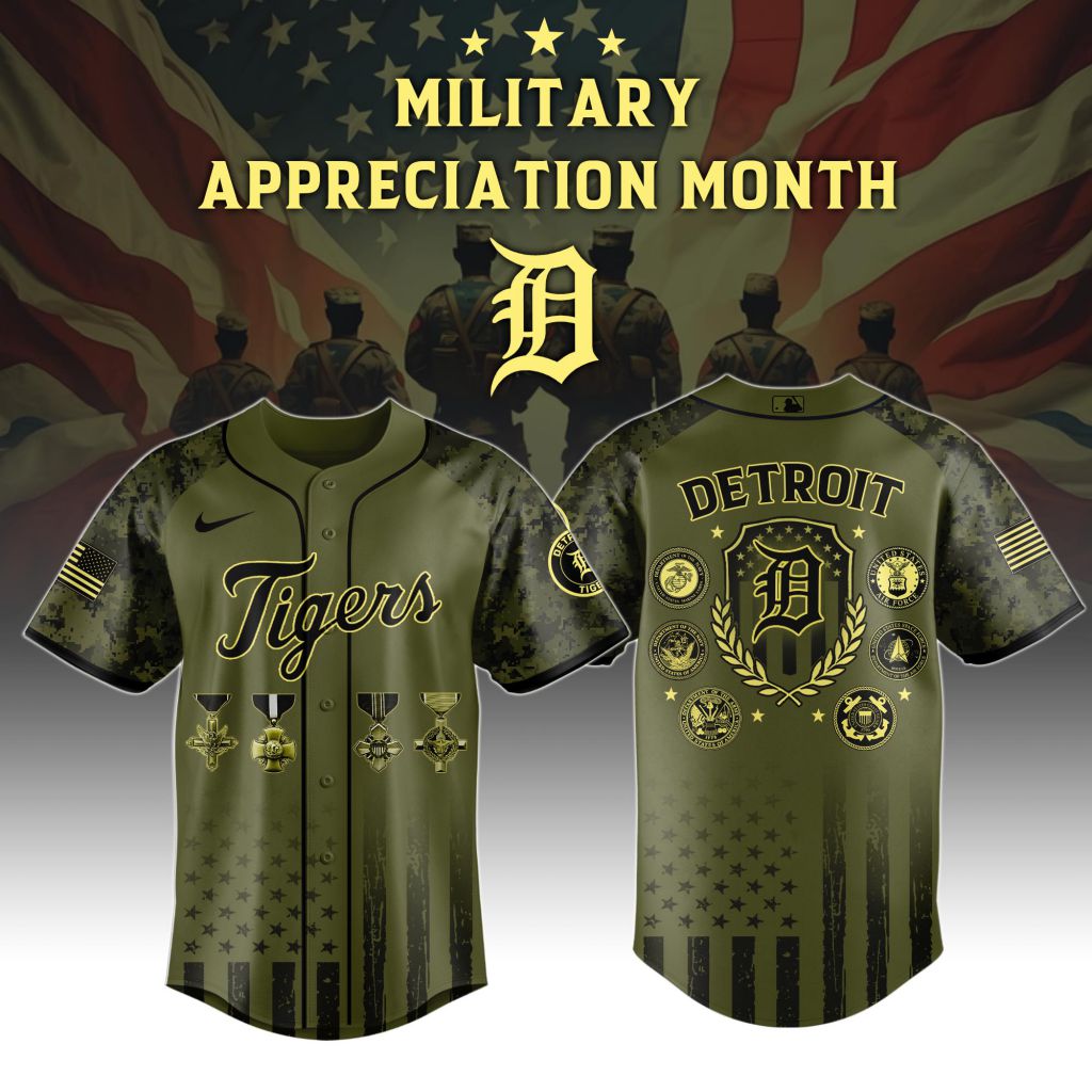 Premium MLB Detroit Tigers Celebrate Military Appreciation Baseball Jersey NMD