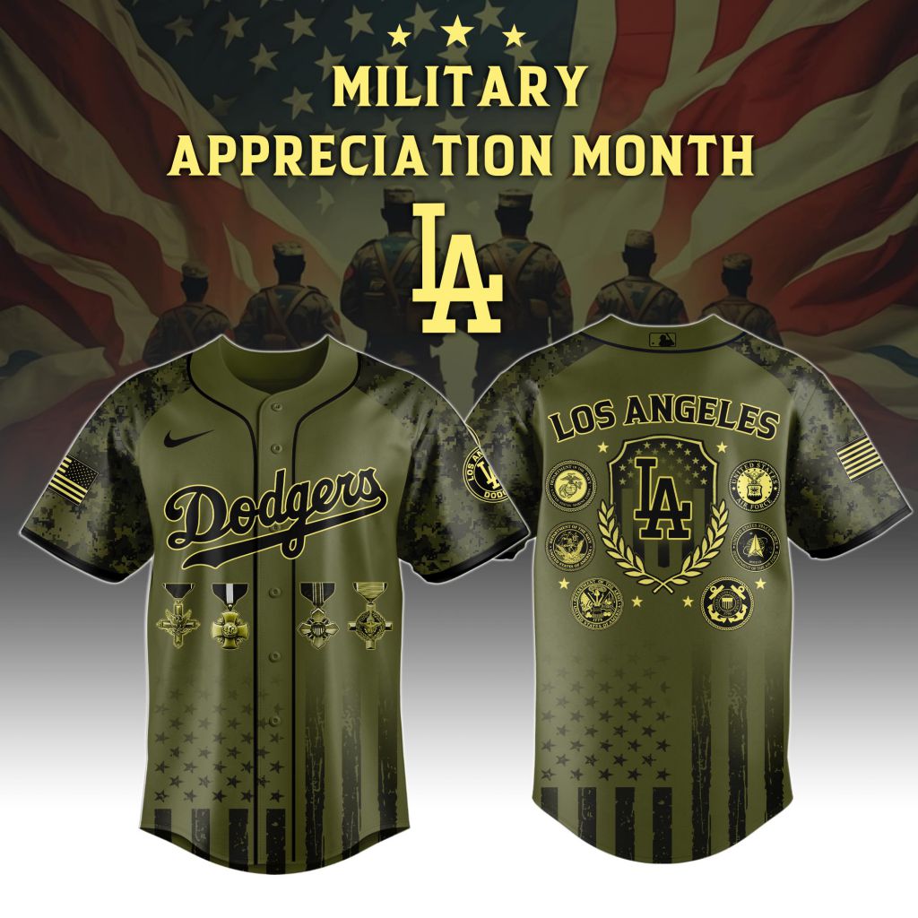 Premium MLB Los Angeles Dodgers Celebrate Military Appreciation Baseball Jersey NMD