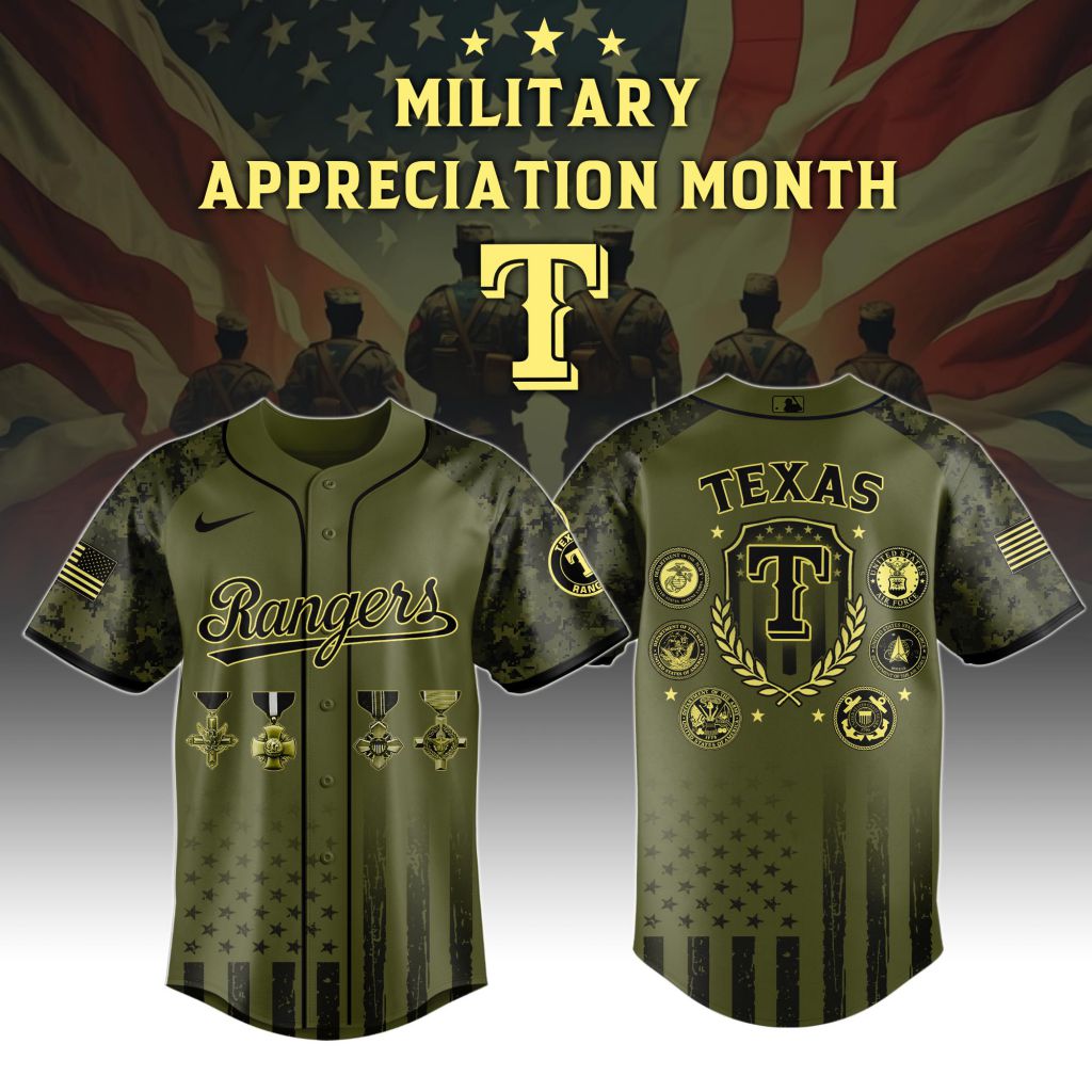 Premium MLB Texas Rangers Celebrate Military Appreciation Baseball Jersey NMD