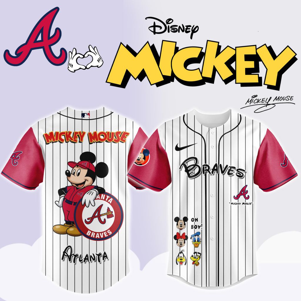 Premium MLB Atlanta Braves X Mickey Mouse And Friends Baseball Jersey NMD