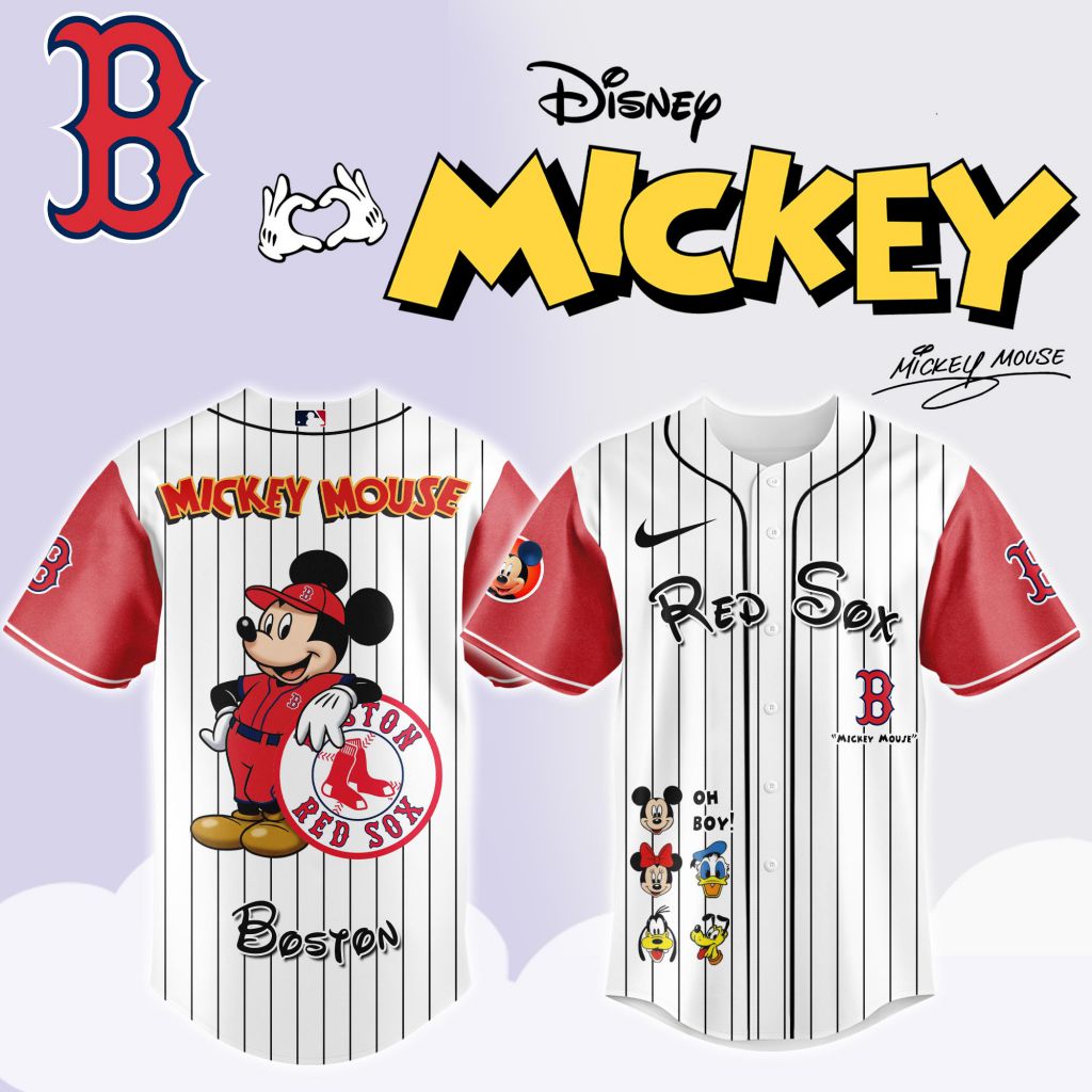 Premium MLB Boston Red Sox X Mickey Mouse And Friends Baseball Jersey NMD
