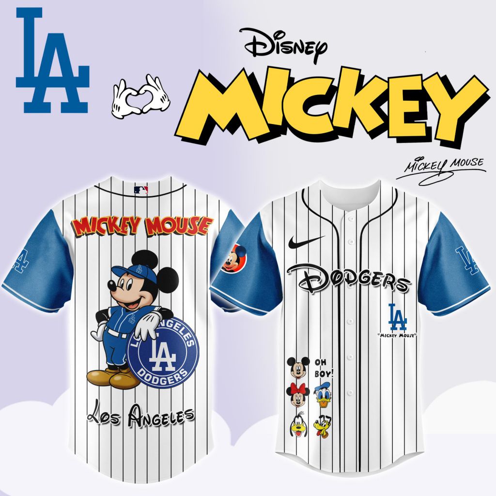 Premium MLB Los Angeles Dodgers X Mickey Mouse And Friends Baseball Jersey NMD