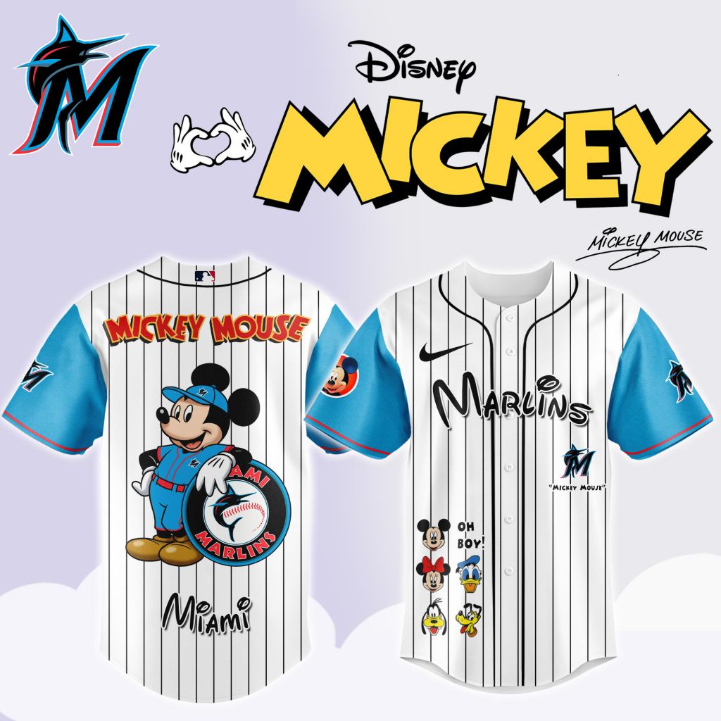 Premium MLB Miami Marlins X Mickey Mouse And Friends Baseball Jersey NMD