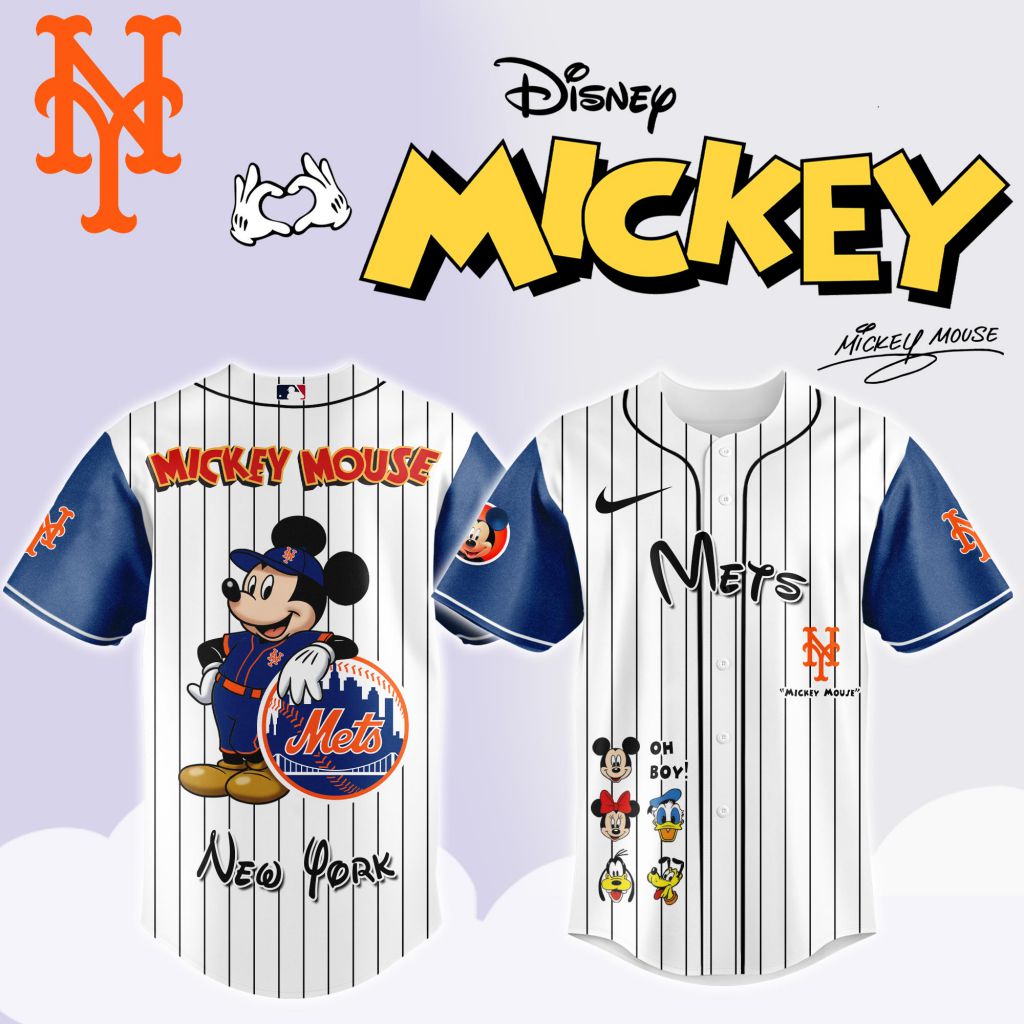 Premium MLB New York Mets X Mickey Mouse And Friends Baseball Jersey NMD