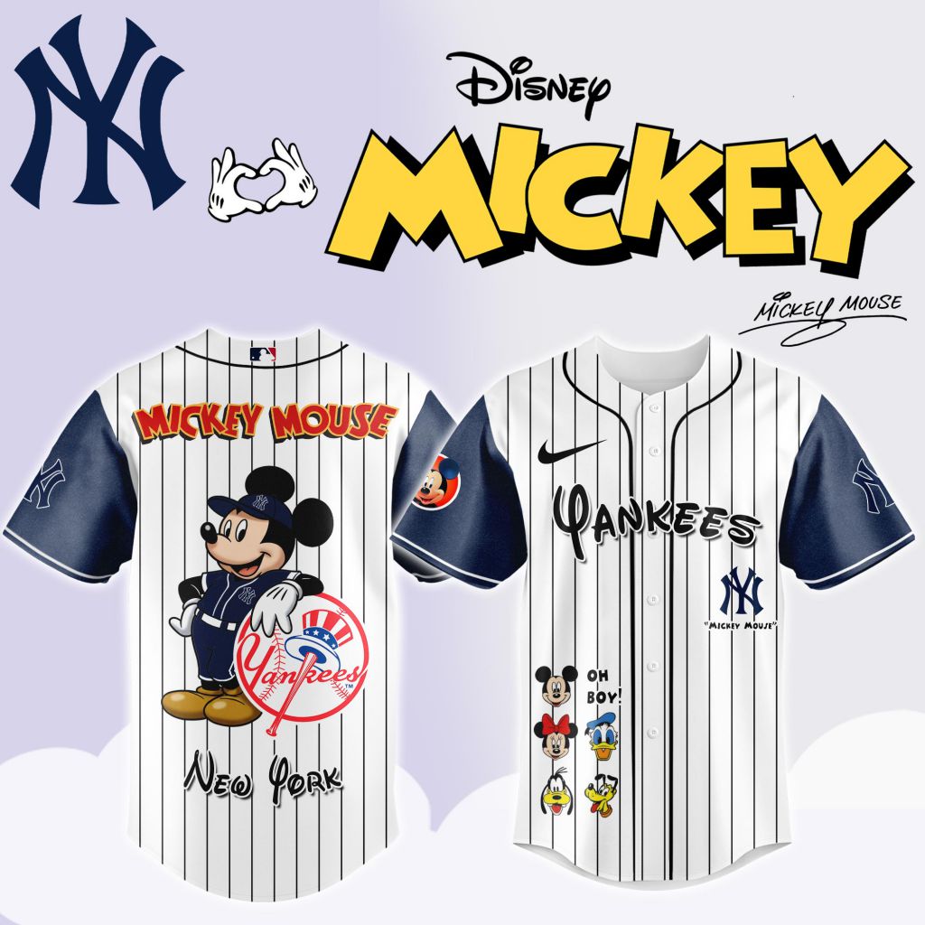 Premium MLB New York Yankees X Mickey Mouse And Friends Baseball Jersey NMD