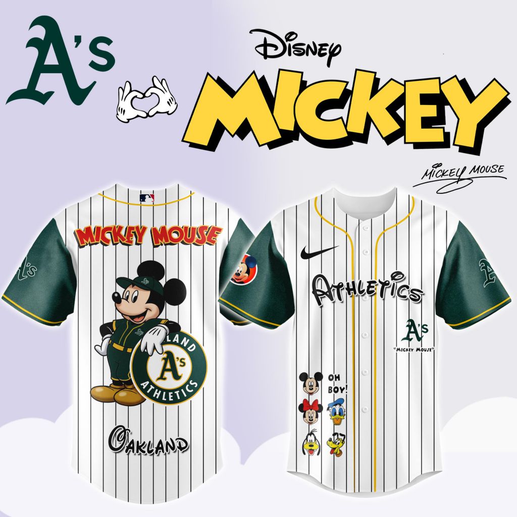 Premium MLB Oakland Athletics X Mickey Mouse And Friends Baseball Jersey NMD