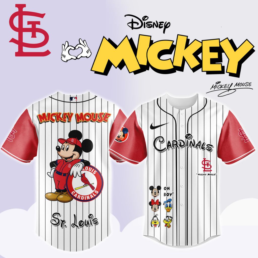 Premium MLB St. Louis Cardinals X Mickey Mouse And Friends Baseball Jersey NMD