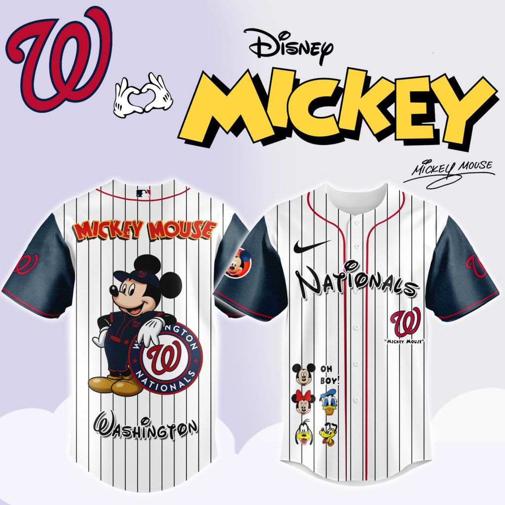 Premium MLB Washington Nationals X Mickey Mouse And Friends Baseball Jersey NMD
