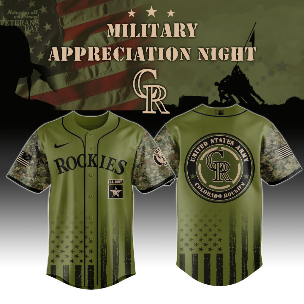 Premium MLB Colorado Rockies Army Military Appreciation Baseball Jersey NMD