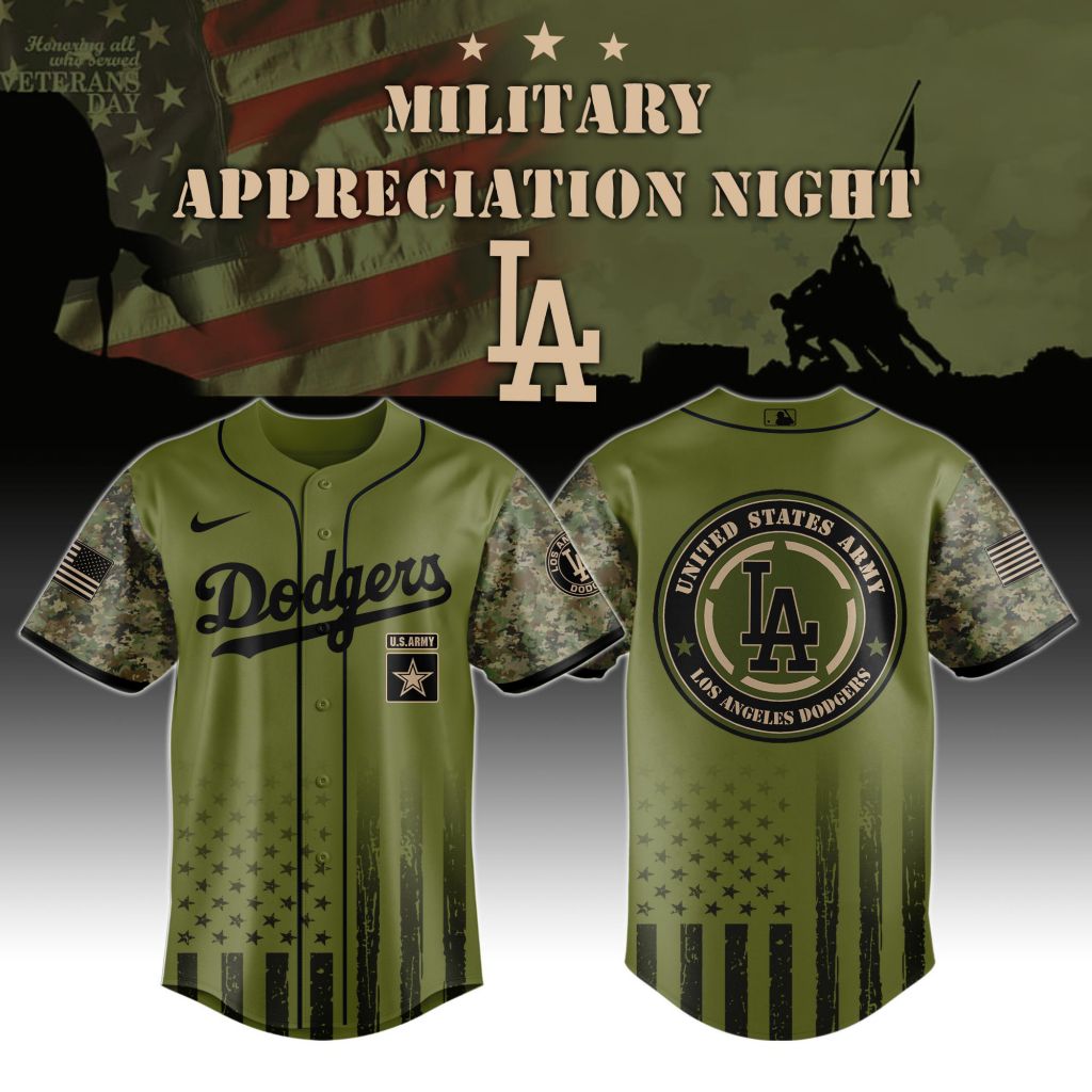 Premium MLB Los Angeles Dodgers Army Military Appreciation Baseball Jersey NMD