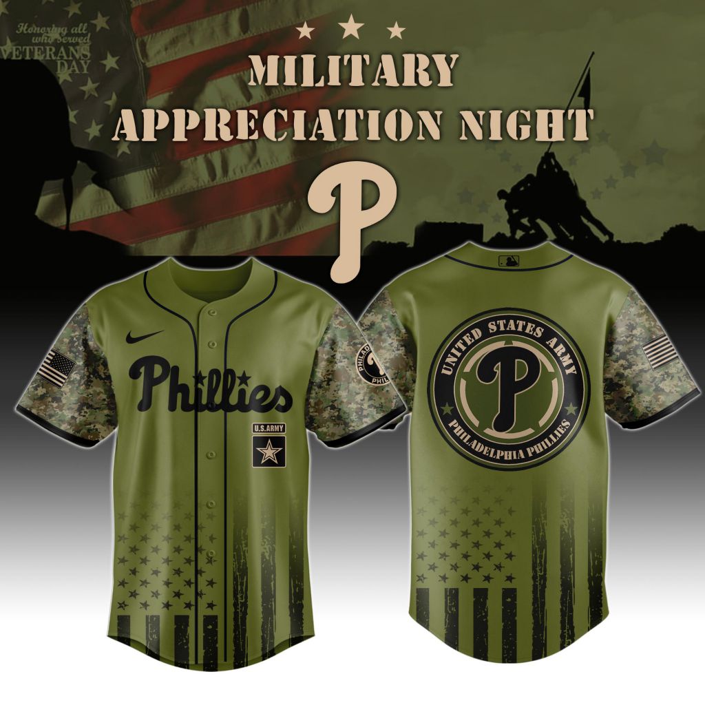 Premium MLB Philadelphia Phillies Army Military Appreciation Baseball Jersey NMD