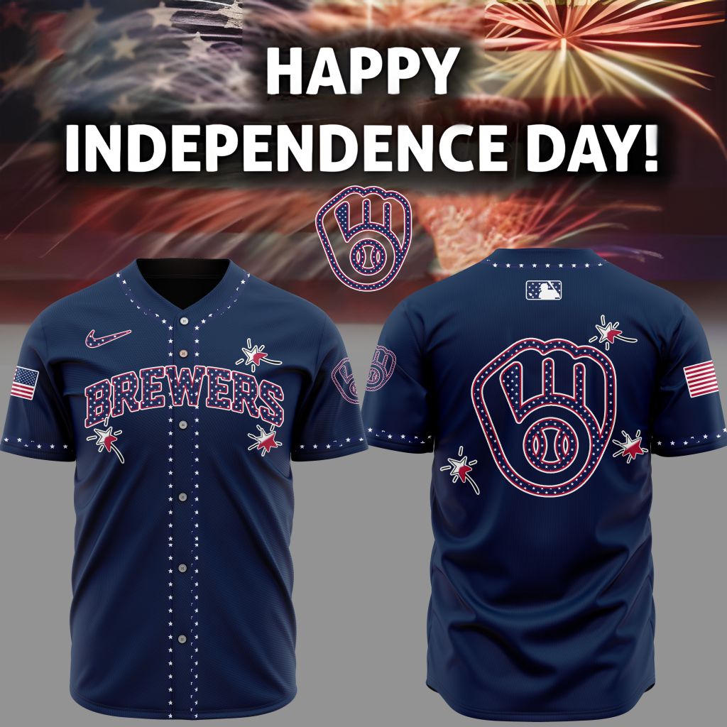 Premium MLB Milwaukee Brewers Happy Independence Day Baseball Jersey NMD