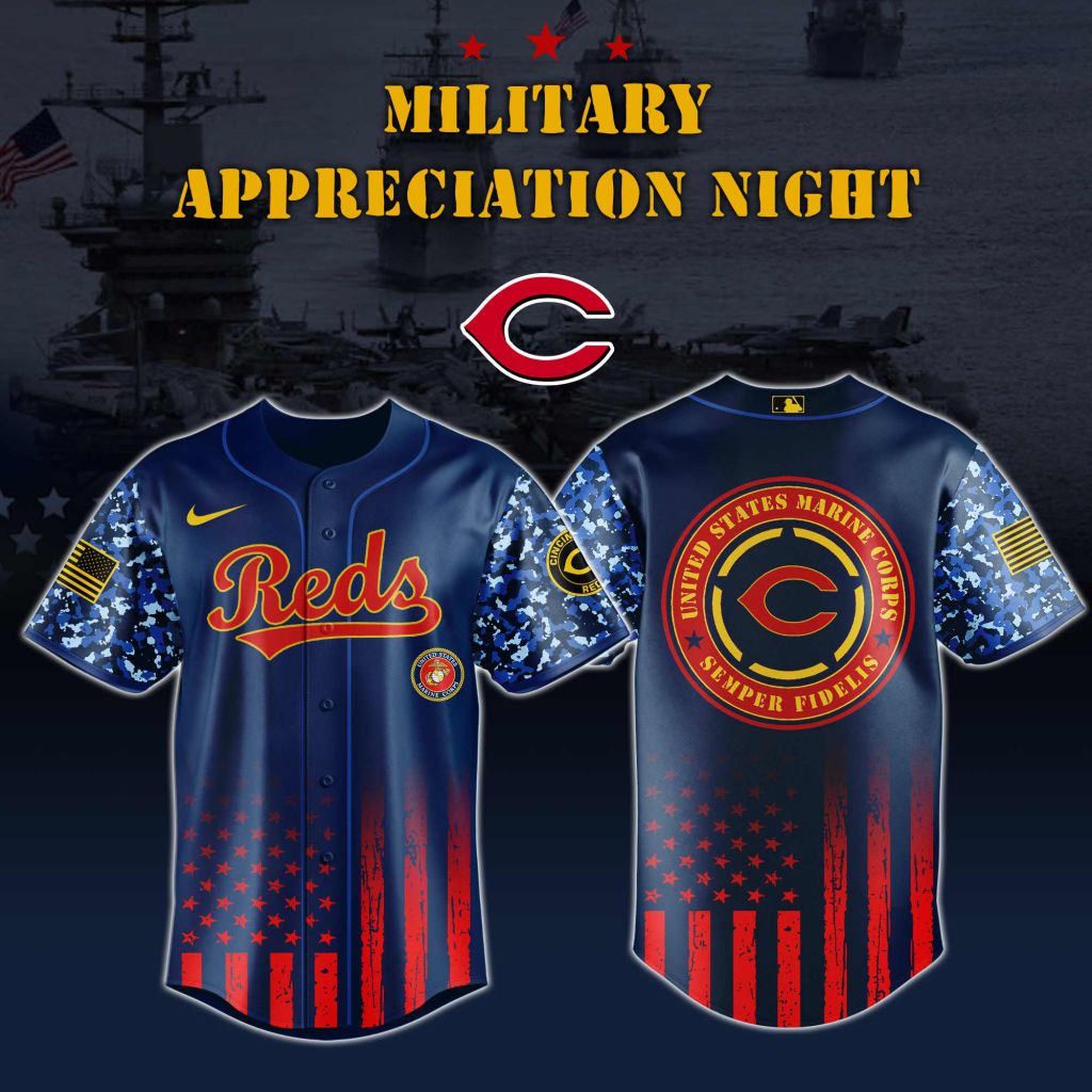 Premium MLB Cincinnati Reds Marine Corps Military Appreciation Baseball Jersey NMD