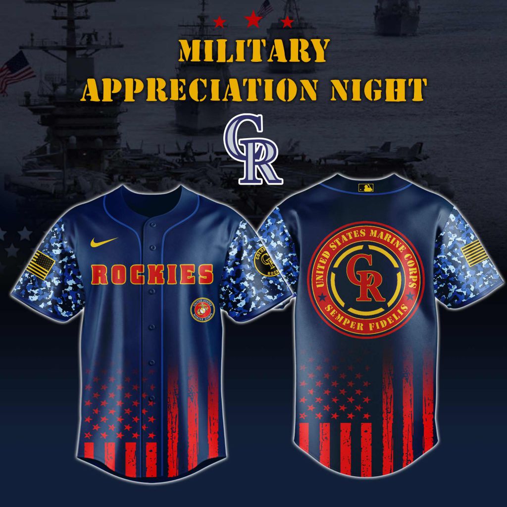 Premium MLB Colorado Rockies Marine Corps Military Appreciation Baseball Jersey NMD