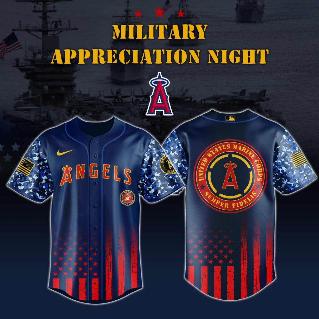 Premium MLB Los Angeles Angels Marine Corps Military Appreciation Baseball Jersey NMD