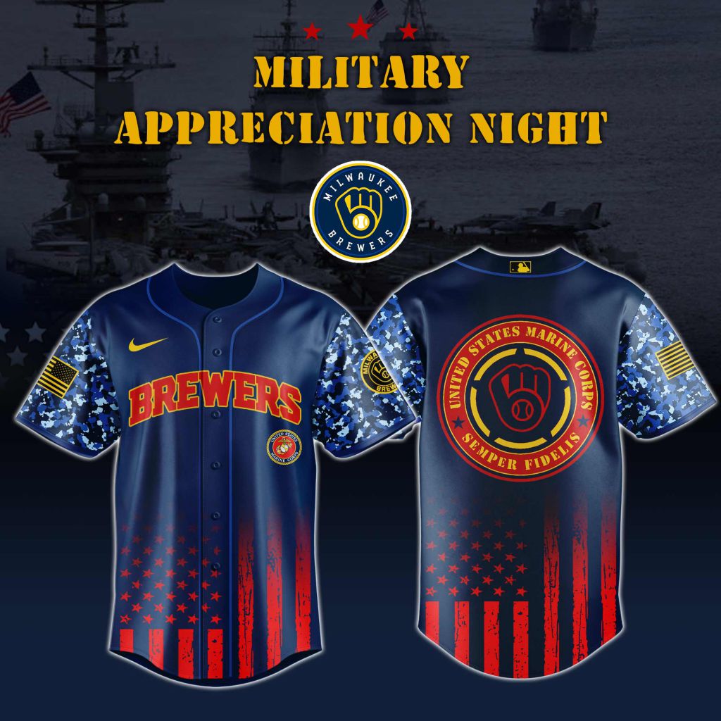 Premium MLB Milwaukee Brewers Marine Corps Military Appreciation Baseball Jersey NMD