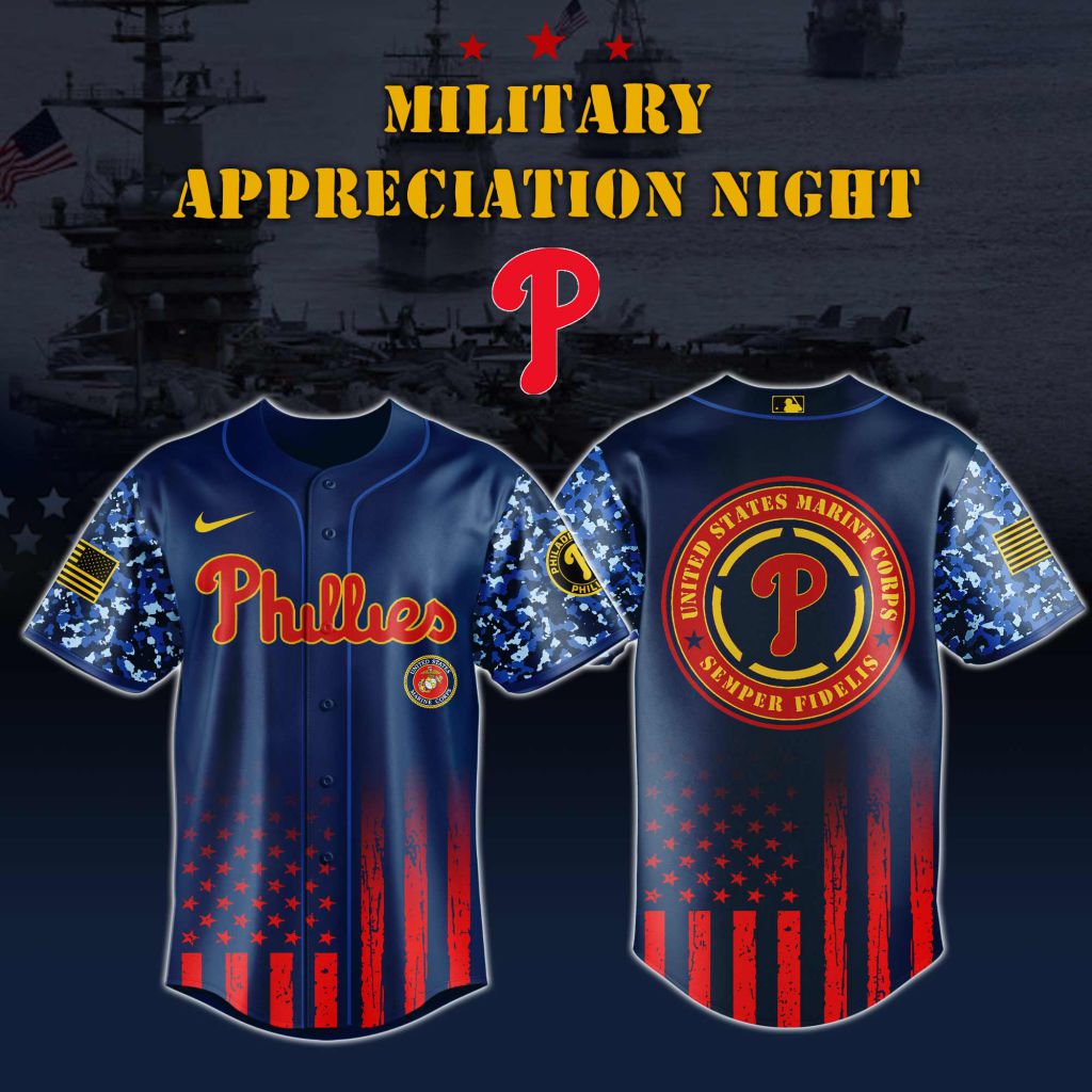 Premium MLB Philadelphia Phillies Marine Corps Military Appreciation Baseball Jersey NMD